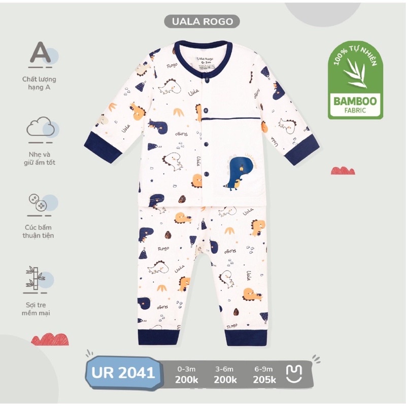 Bộ dài sơ sinh bamboo Ualarogo 2041
