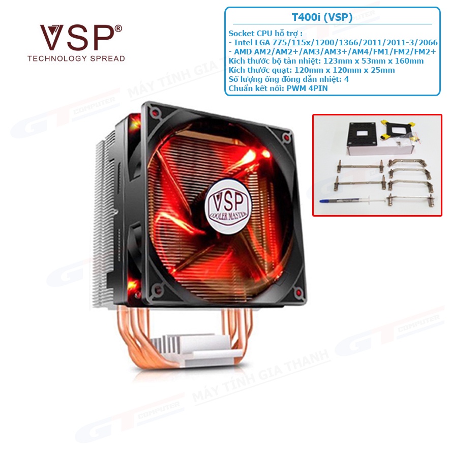 Tản Nhiệt Khí CPU Cooler Master T400i (VSP) 4Pin PWM - Tản Khí 4 Ống Đồng