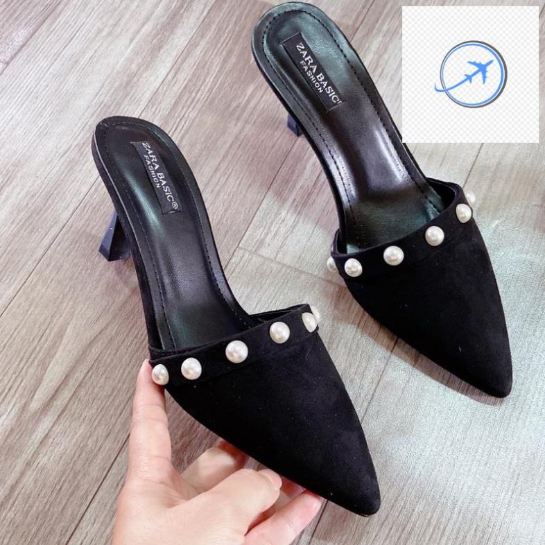 Giày cao gót nữ dáng sục đính ngọc 7cm gót nhọn siêu xinh.ẢNH THẬT CHẤT ĐẸP.