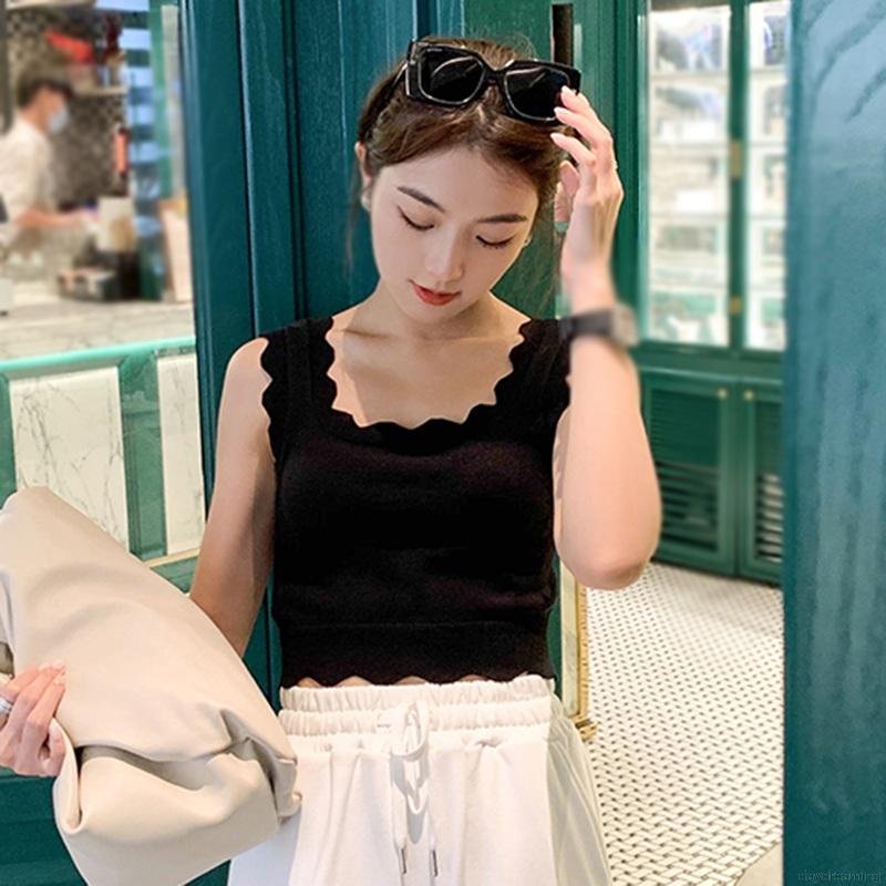 Áo dệt kim hai dây cổ vuông màu sắc đa dạng phong cách thời trang Hàn Quốc