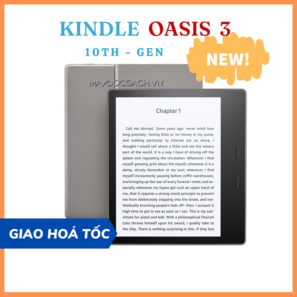 Máy đọc sách Kindle Oasis 3 - thế hệ 10, màn hình 7 INCH, có ĐÈN VÀNG, bộ nhớ 8GB hoặc 32GB, máy mới nguyên SEAL