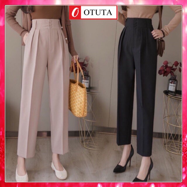 [ Mã FAMAYWA giảm 10K đơn 50K] Quần baggy nữ công sở cạp cao 3 khuy - OTUTA