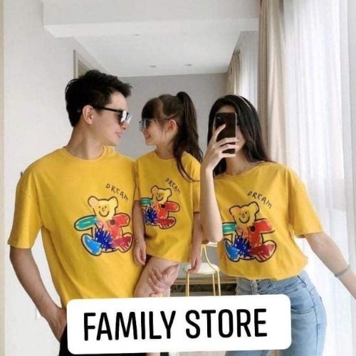 Áo thun gia đình gấu dream 3/4/5 người dễ thương, vải mát, giá rẻ. Familystore