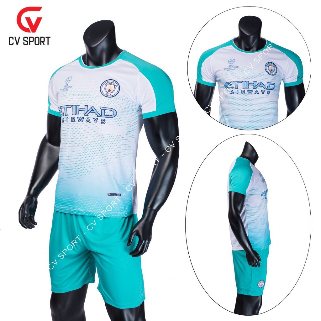 Bộ quần áo bóng đá CLB Man City trắng training vải mè min 2021