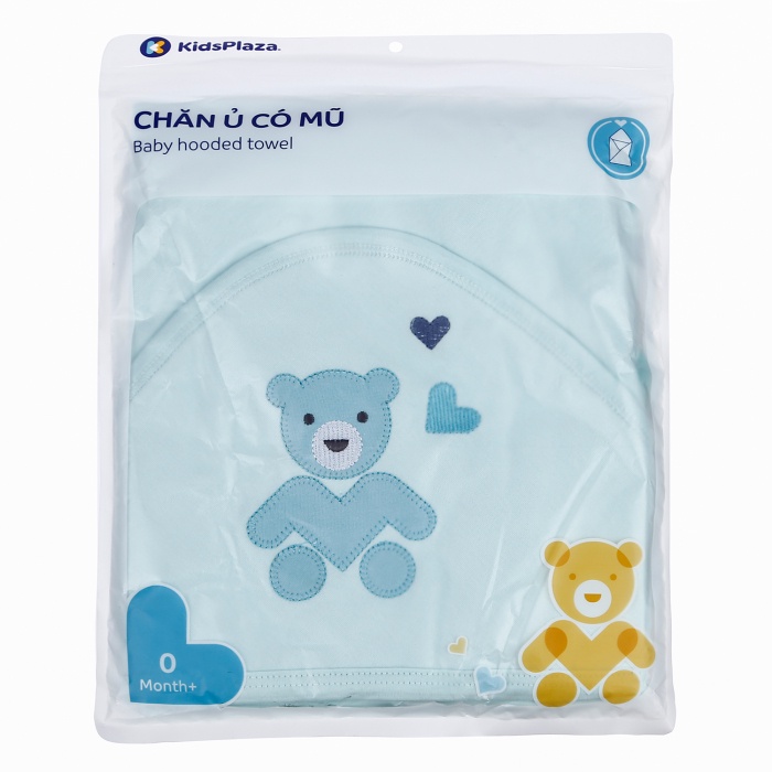 Chăn ủ có mũ thêu hình Kids Plaza 1-2 lớp BA21 (Giao ngẫu nhiên)