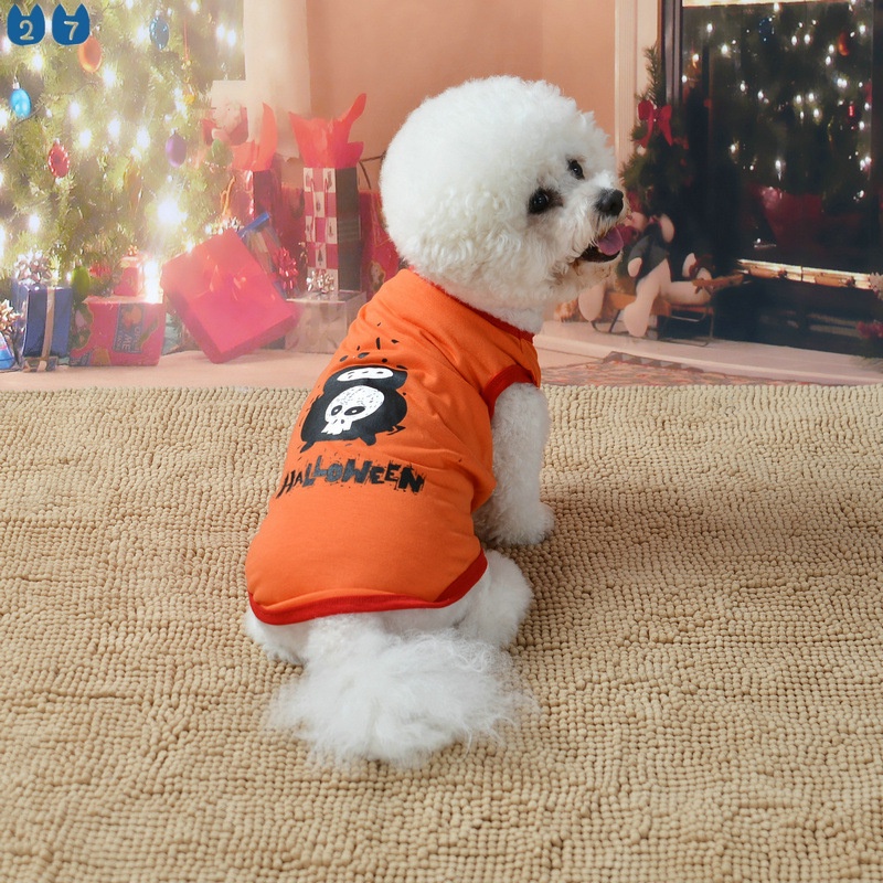 Áo Thun Không Tay Thoáng Khí In Hình Halloween Dễ Thương Cho Thú Cưng 27 Tuổi
