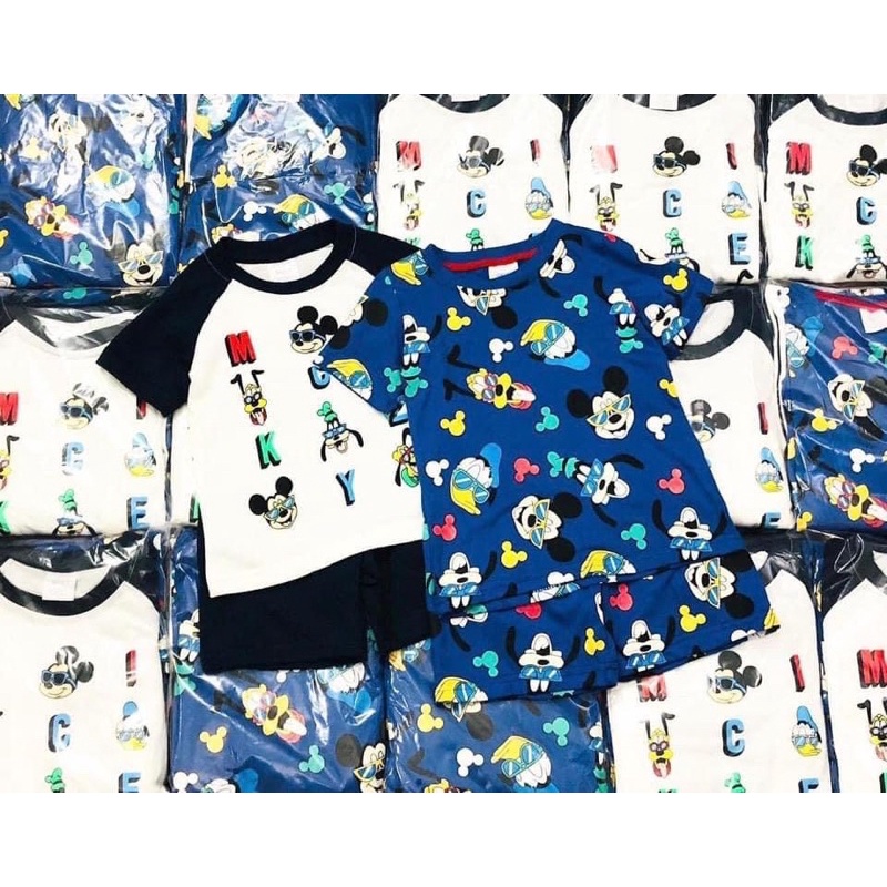 Set 2 bộ mickey cộc tay mùa hè bé trai bé gái chất vải thun cotton mặc nhà hay đi chơi đều đẹp, tiện, thoáng mát