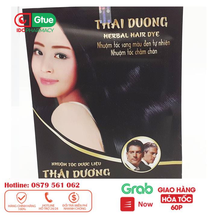 [CHÍNH HÃNG] Nhuộm tóc màu đen Thái Dương từ thảo dược Hộp 5 gói từ bột lá henna, an toàn cho tóc và da đầu_[IDC]