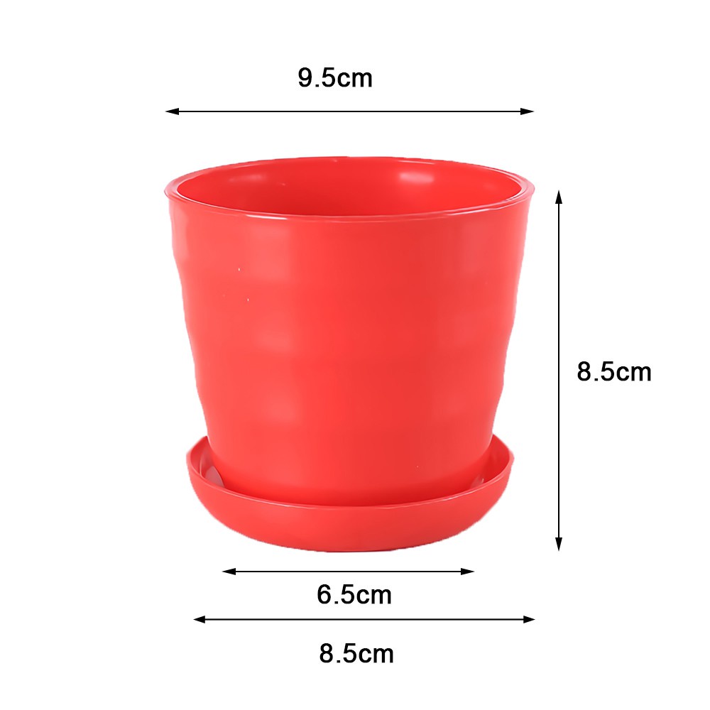 Chậu Hoa Mini Bằng Nhựa Nhiều Màu Sắc Kèm Khay Để Bàn Trang Trí