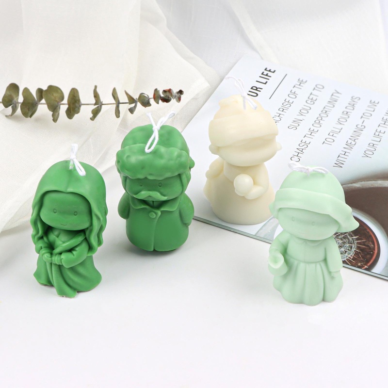 Khuôn silicon làm đèn cầy hình Mona Lisa hoạt hình 3D