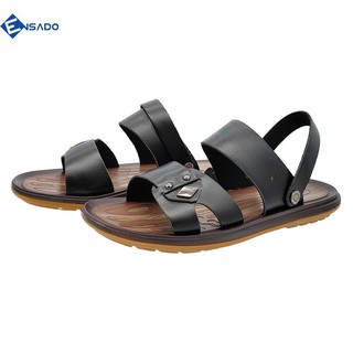 [Xả Hàng] Dép Quai Hậu Nam Giày Sandal Nam Da Bò Thật Ensado D11163 (Đen)