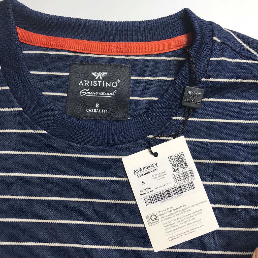 Áo thu đông nam dài tay ARISTINO TAG 450K họa tiết kẻ ngang, trẻ trung, ASW004W9 (2 màu)