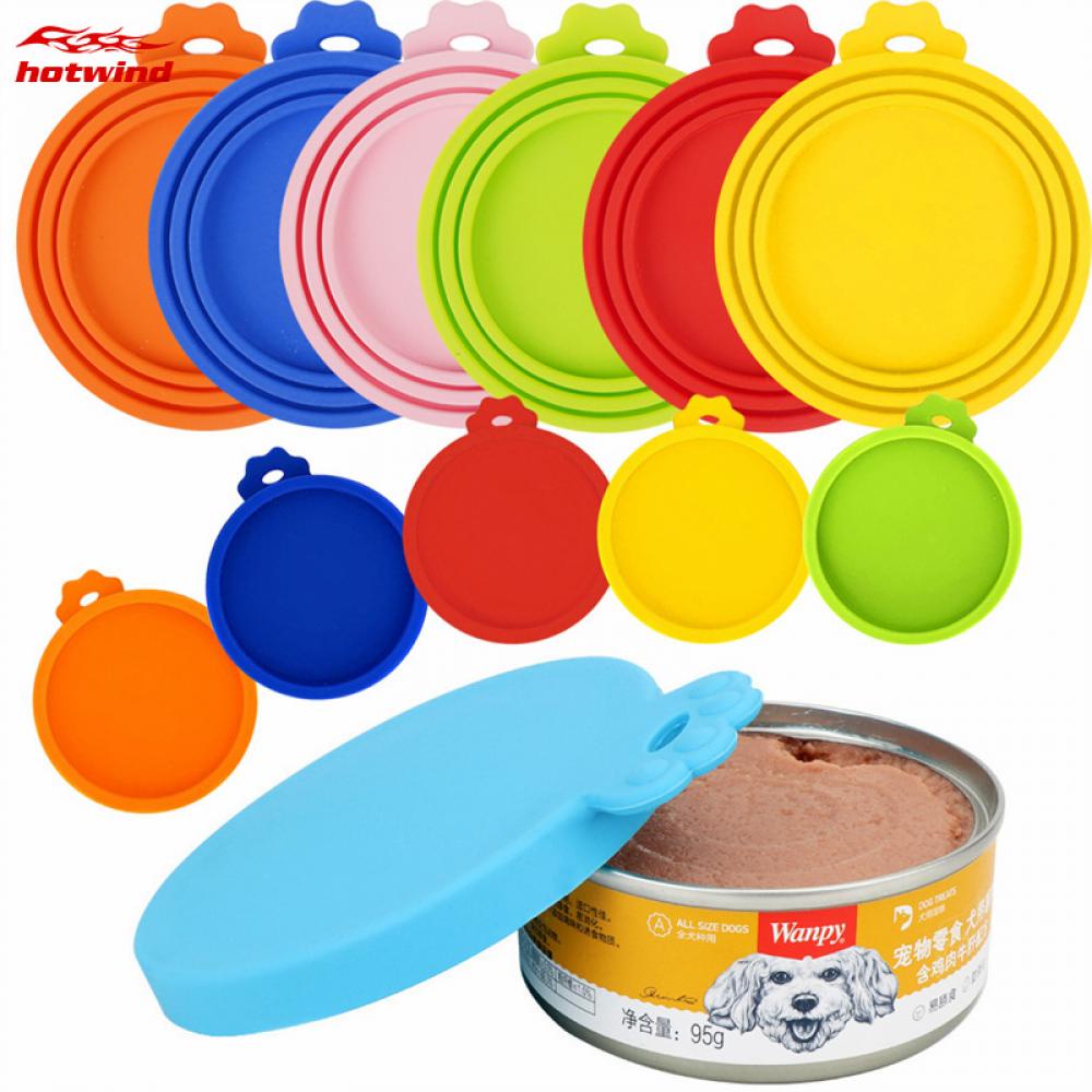 Hw Nắp Silicon Đậy Hộp Đựng Thức Ăn Cho Thú Cưng 8.5cm 7.5cm 6.5cm