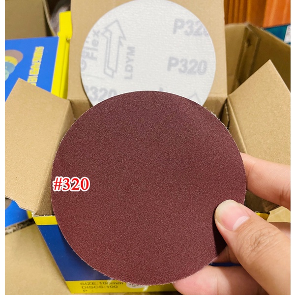 Hộp 100 tờ Giấy nhám tròn dán 100mm - Hạt P40 đến Hạt P320