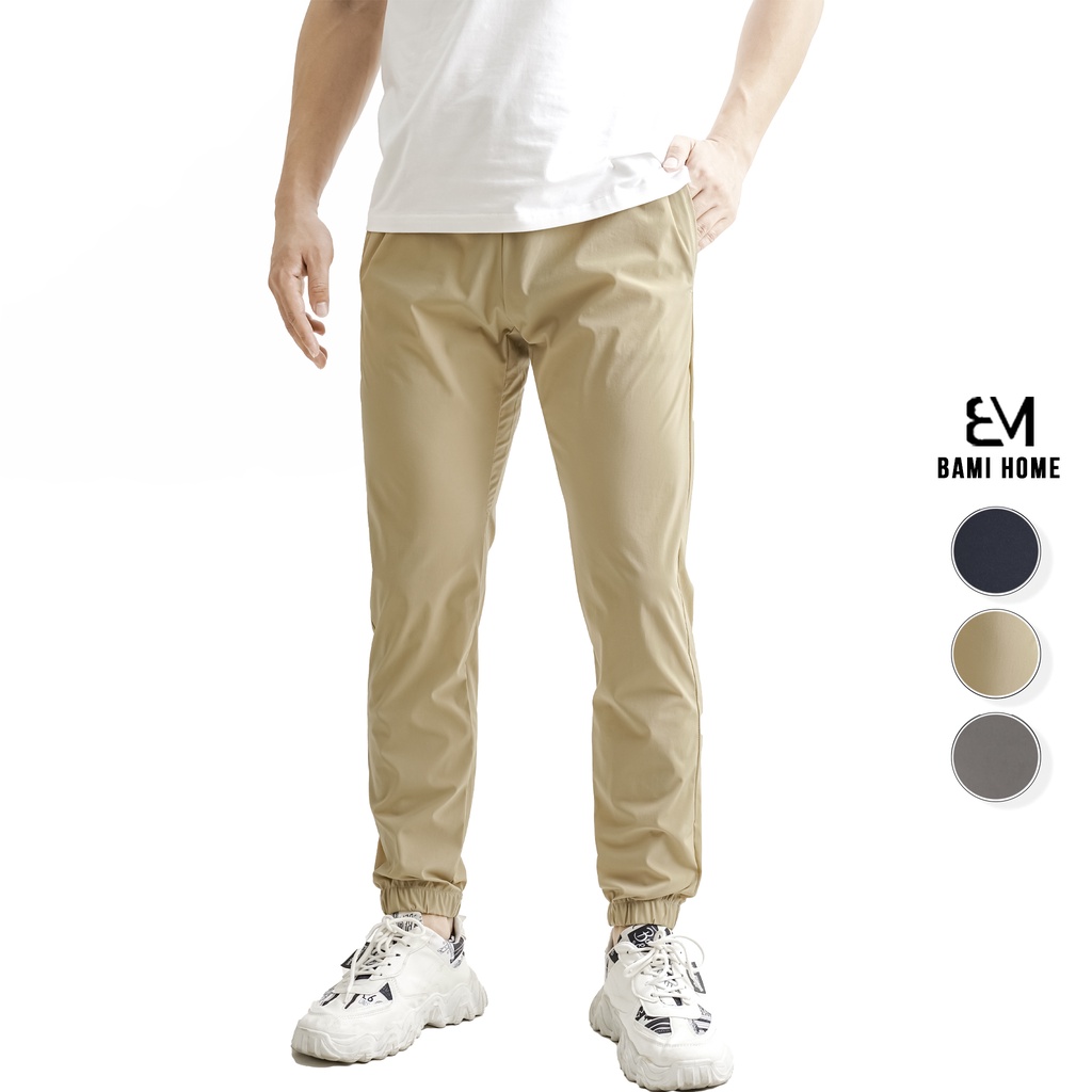 Quần Jogger nam thể thao cao cấp BAMI HOME chất vải dù trơn phong cách, cá tính dễ phối đồ QJG02