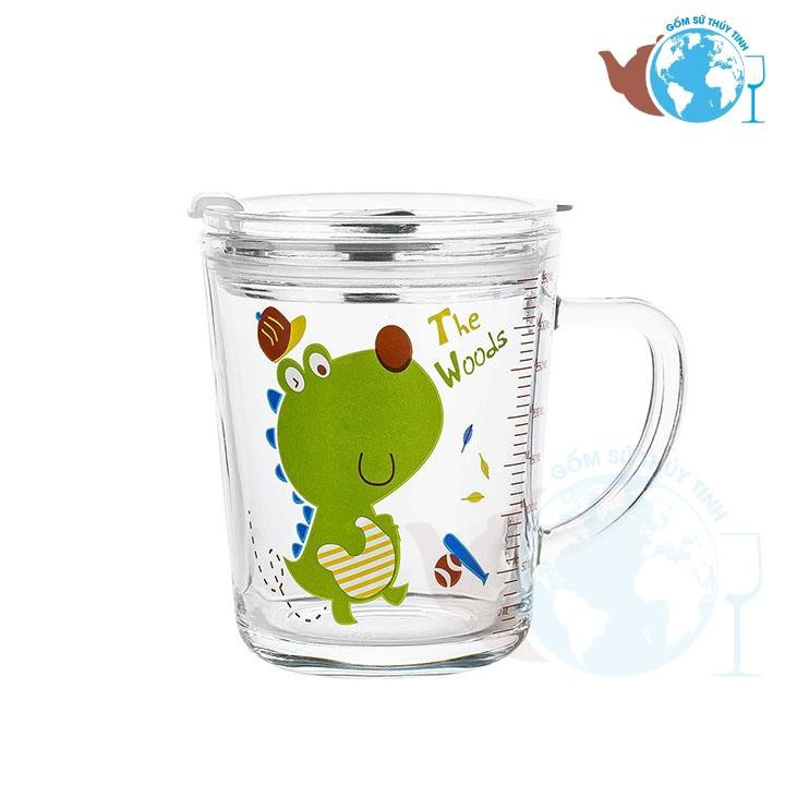 Cốc Pha Sữa Thuỷ Tinh Có Vạch Chia ML, Nắp Đậy Và Ống Hút Siêu Tiện Lợi