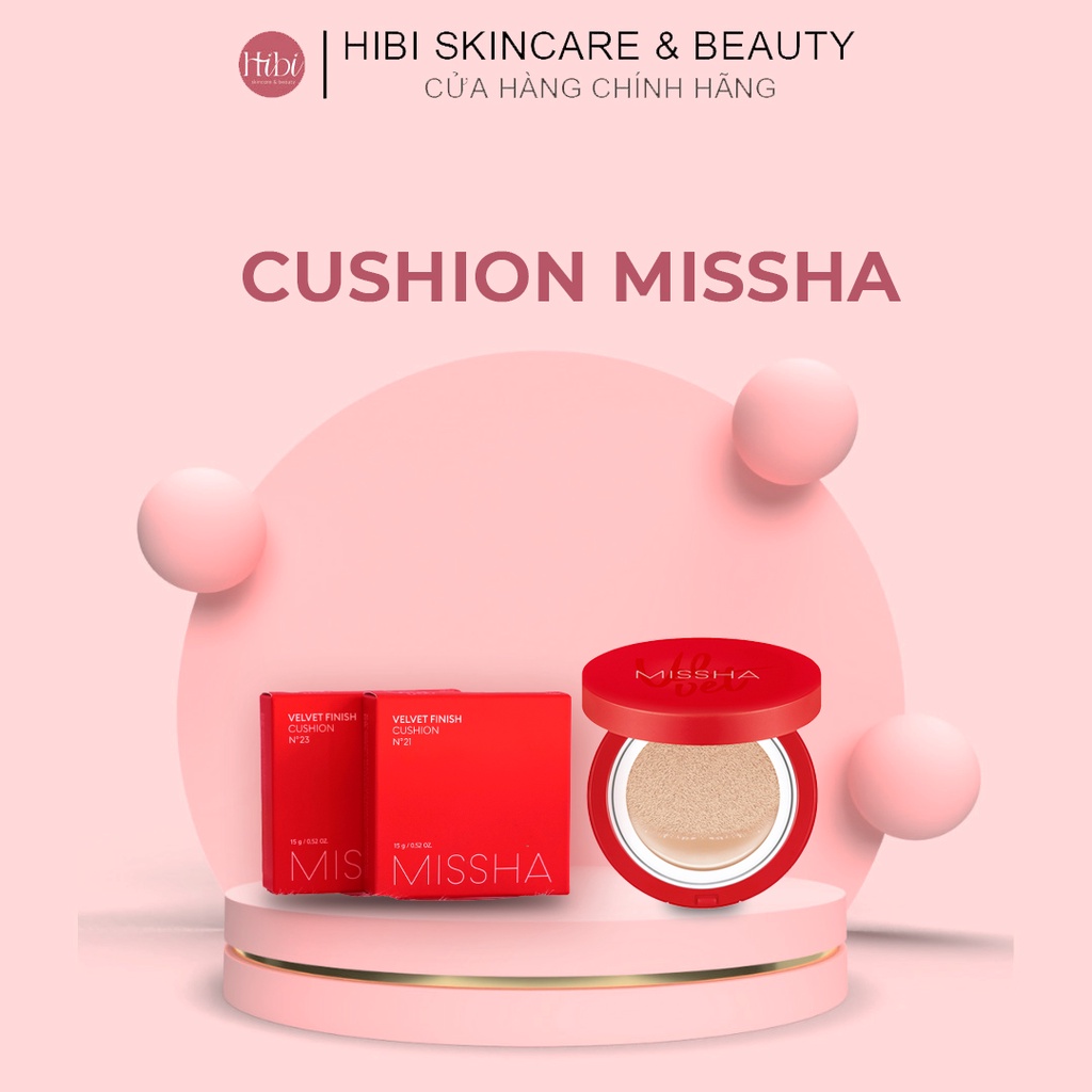 (CHÍNH HÃNG) Phấn Nước/ Cushion Kiềm Dầu Che Phủ Cao MISSHA Velvet Finish Cushion SPF50+/PA+++ 15g (Màu Đỏ), No 21, 23