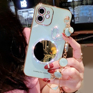 Ốp Điện Thoại Mềm Đính Đá Gắn Gương Thời Trang Cho iphone 11 12 13 Pro Max xs xr xsmax 7/8 Plus 7/8/se