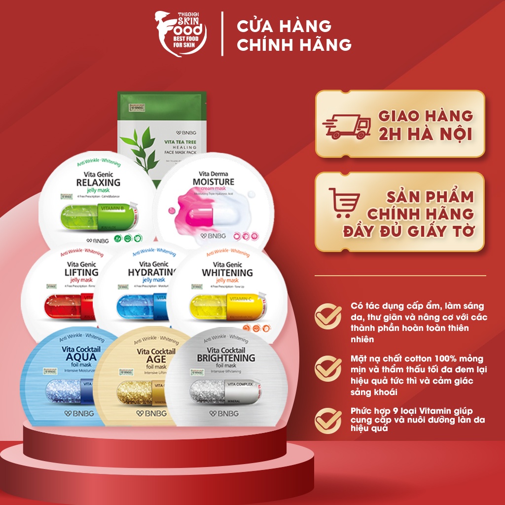 Mặt Nạ Miếng Dưỡng Ẩm, Dưỡng Trắng, Giảm Mụn, Phục Hồi Da Hàn Quốc BNBG Mask 30ml | BigBuy360 - bigbuy360.vn