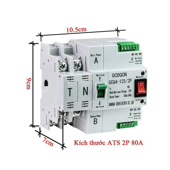 [FREE SHIP] ATS Cầu dao đảo chiều tự động 2P 80A/220V chuyển mạch nhanh không gây mất điện - CHÍNH HÃNG