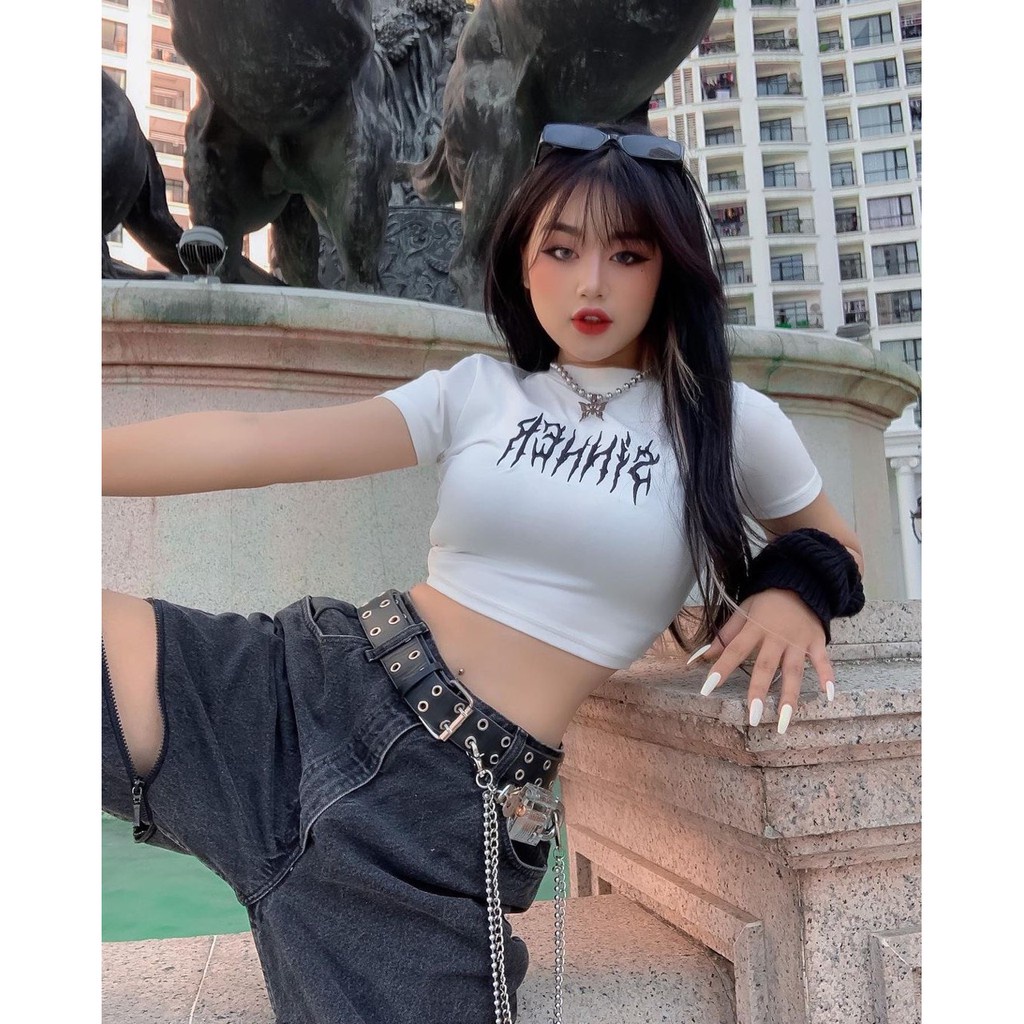 Áo croptop sinner RUBY HOUSE86 chất bozip cotton mịn co dãn tốt, không xù, 2 màu Đen Trắng hot hit