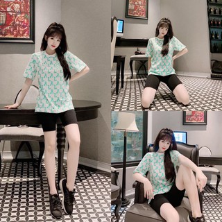 Set Bộ Áo Thun Xanh Quần Legging Ngố CHANREEN Set thun siêu mát, thoải mái, mặc cực trẻ trung, năng động