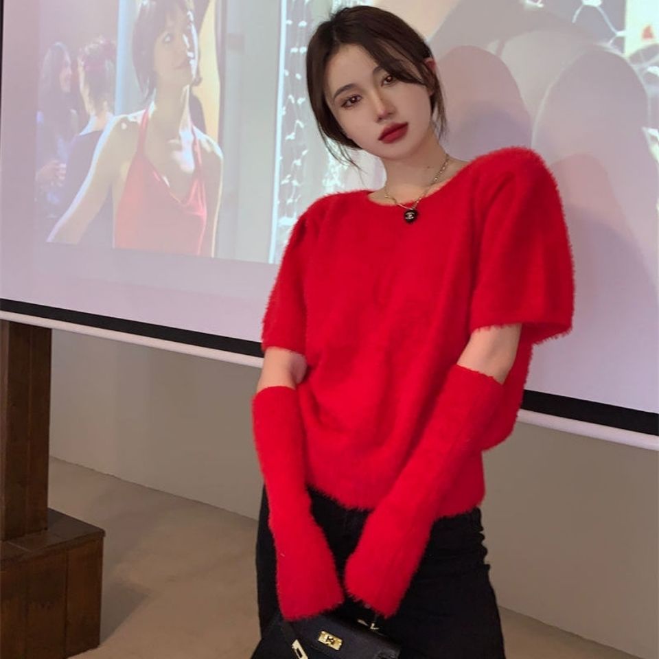 ☸Set Áo Sweater Lông Chồn Mềm Mại Phong Cách Phương Tây Cho Nữ