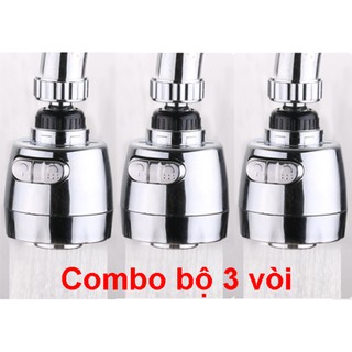 Combo 3 Đầu nối vòi chậu rửa bát xoay 360 độ tăng áp