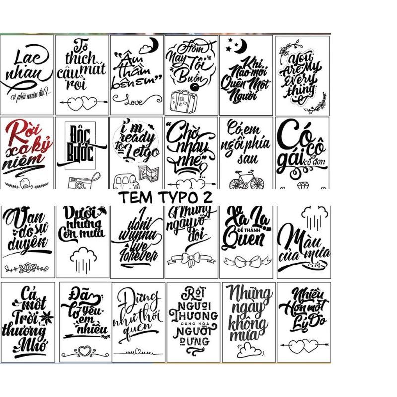 100 hình dán chữ thả thính siêu hay đã có keo sẵn. có in logo riêng