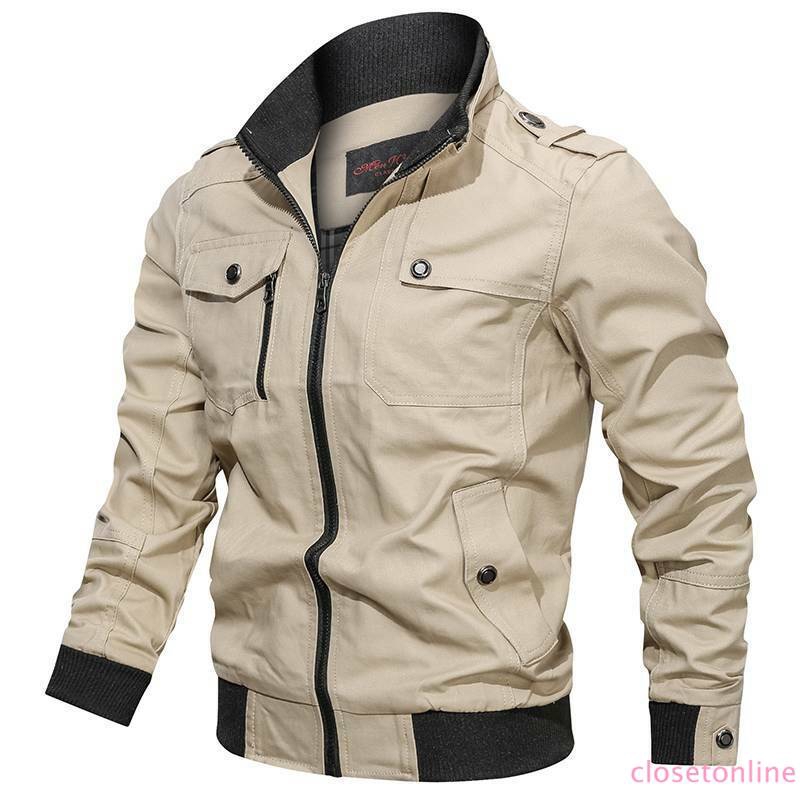 CL❀❀ Men Tactical Military Army Jacket Zip Winter Cargo Standing Collar | BigBuy360 - bigbuy360.vn