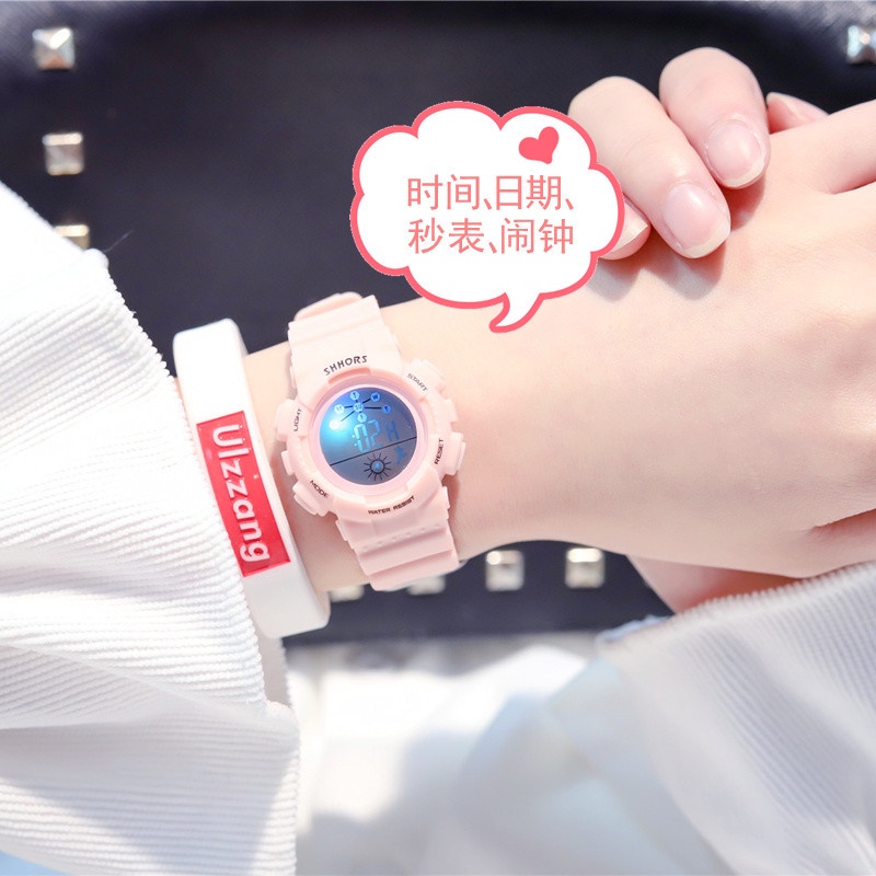 Ultra Đồng Hồ Đeo Tay Điện Tử Mini Màu Hồng Hoa Anh Đào Dễ Thương Phong Cách Hàn Quốc Cho Nữ Sinh Trung Học