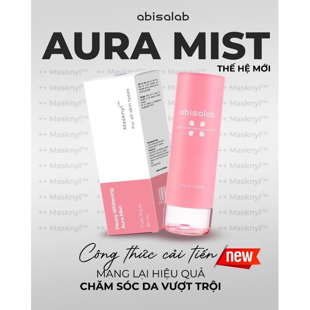 Xịt khoáng tế bào gốc chiết xuất hoa mẫu đơn - Aura Mist Abisalab 100ml