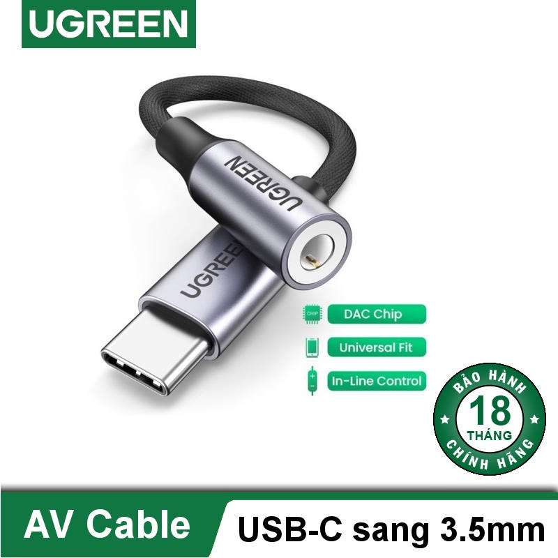 Cáp chuyển đổi âm thanh USB Type-C ra 3.5mm có chip DAC Ugreen 80154  -Bảo hành 18 tháng