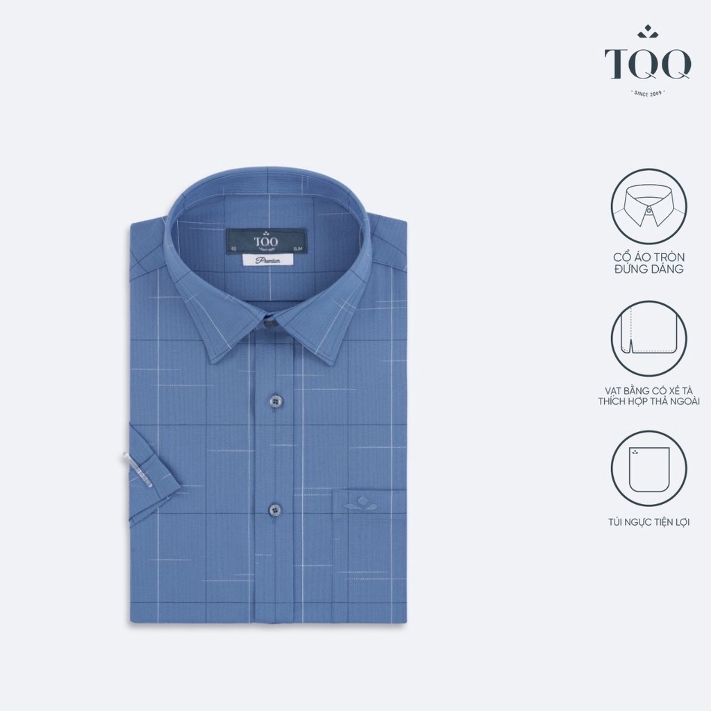 Áo sơ mi nam ngắn tay TQQ K514CB màu ghi độc đáo nam tính dáng Slimfit hiện đại
