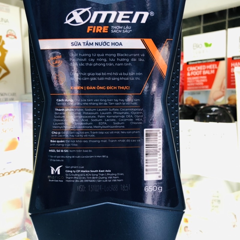 Sữa tắm Xmen Fire,sữa tắm nước hoa nam giới 650ml