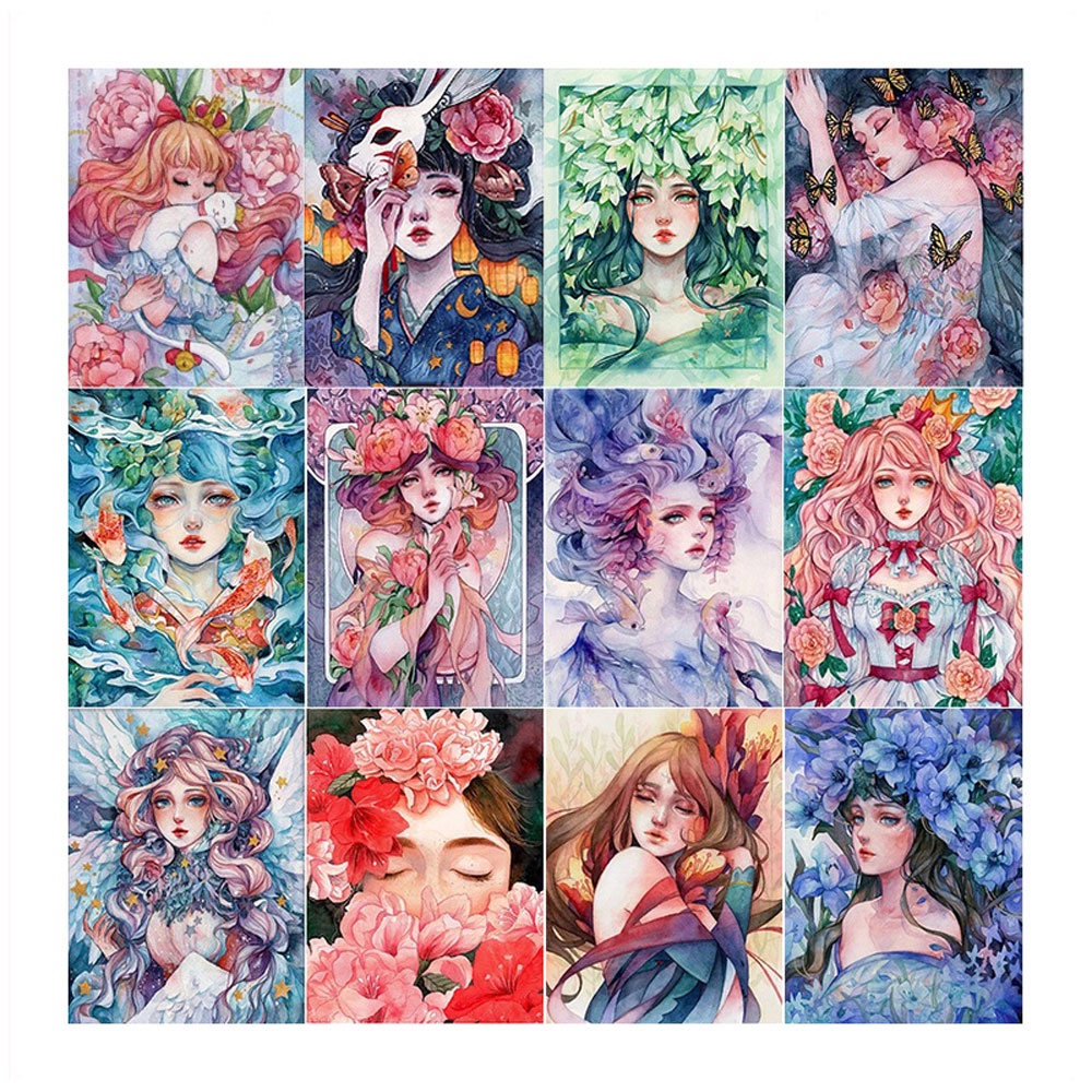 Bộ Tranh Đính Đá 5D Diy Hình Cô Gái Hoạt Hình 30x40cm Để Trang Trí Nhà