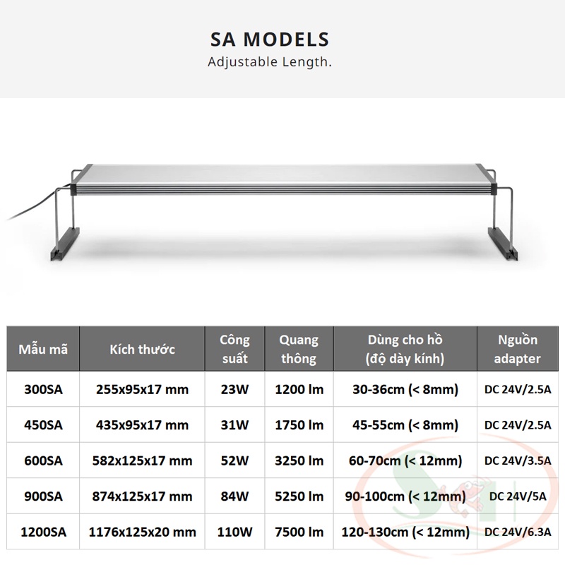 [Xả hàng tồn] Đèn led Twinstar S-Line III 600SA, 900SA, 1200SA quang phổ thủy sinh cá tép cao cấp