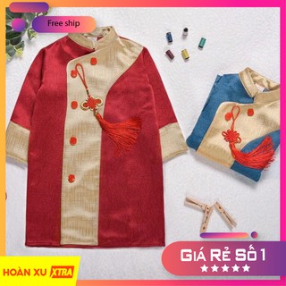 Áo Dài Cách Tân Cho Bé Trai Chất Gấm Vân Nổi [Cao Cấp 2021]