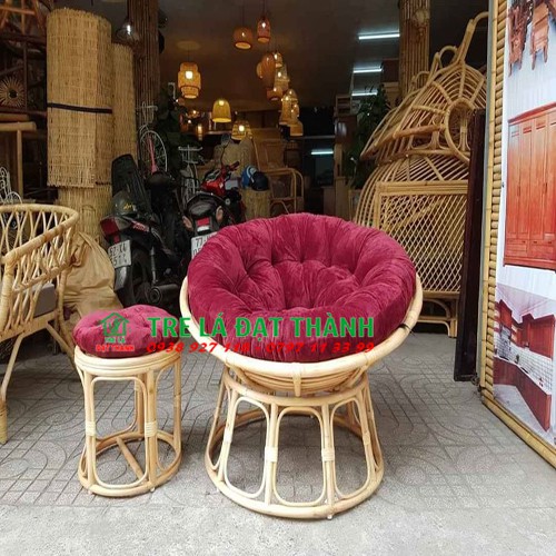 [Giá Sập Sàn] ghế mây papasan thư giãn đường kính 1m gồm nệm và đôn, ghế đọc sách