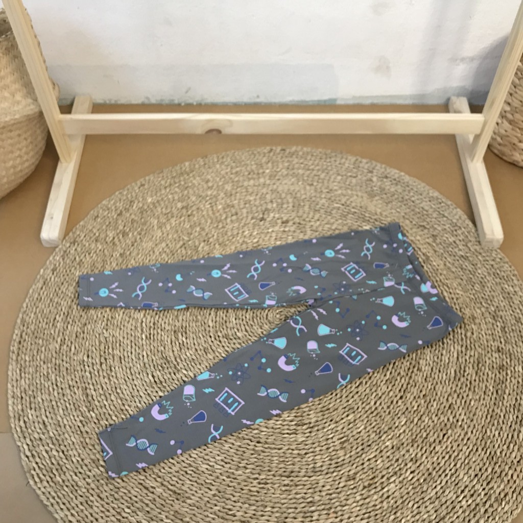 Quần leggings bé gái KABI quần dài thun cotton co giãn thoáng mát dễ thương có hoa văn họa tiết