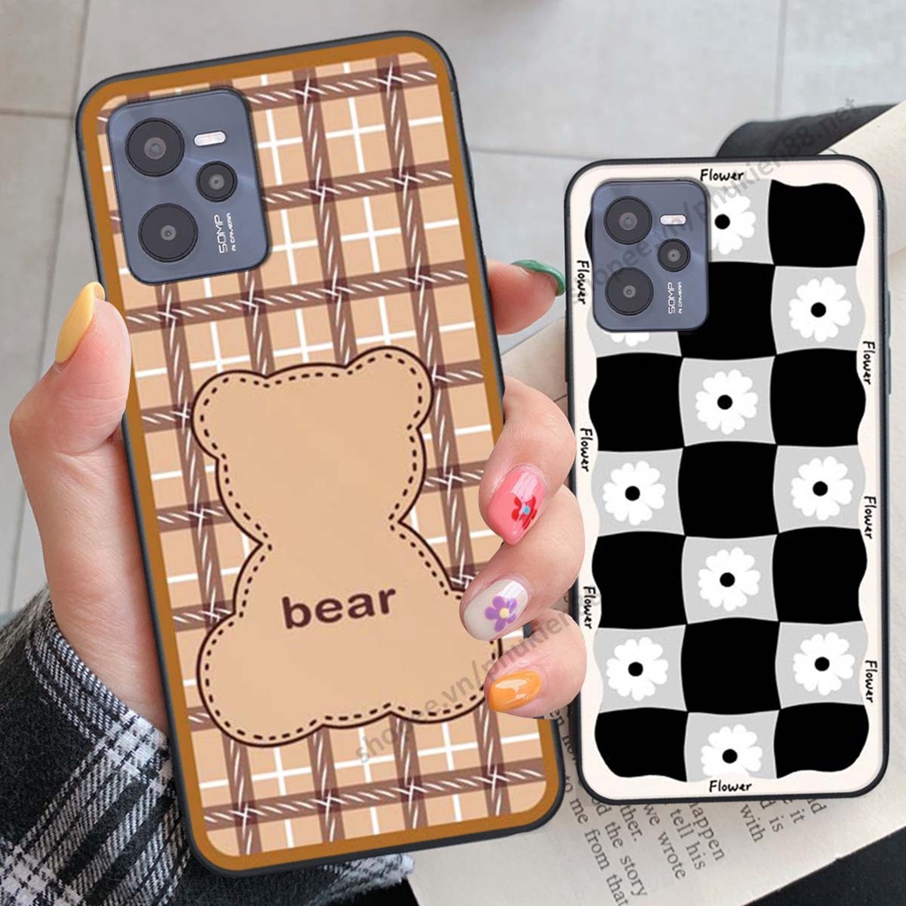 Ốp lưng Realme C35 ốp điện thoại LineBear, bé tóc xù, hoa siêu đẹp
