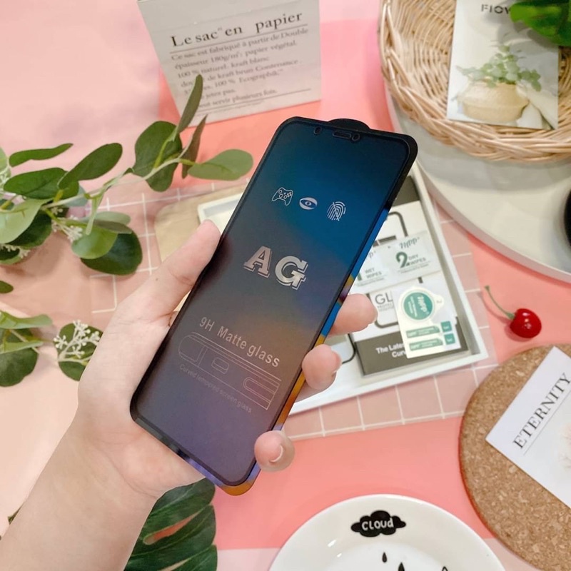 for IPhone 14  Pro Max Kính Cường Lực Nhám Viền Bóng Chống Vân Tay iphone AG for IPhone 14 13 Pro Max 12 Pro Max 11 Pro Max X 8 7 6s Plus