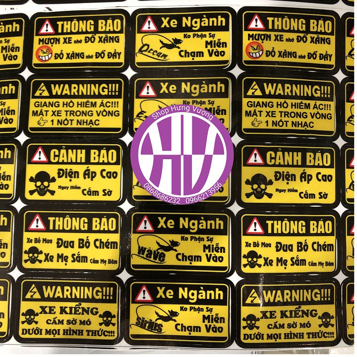 Combo 35 TEM LOGO CẢNH BÁO THÔNG BÁO