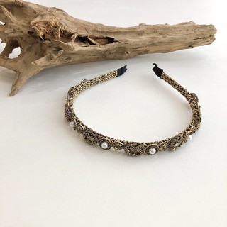 Bờm vintage họa tiết tròn đính đá đính trai