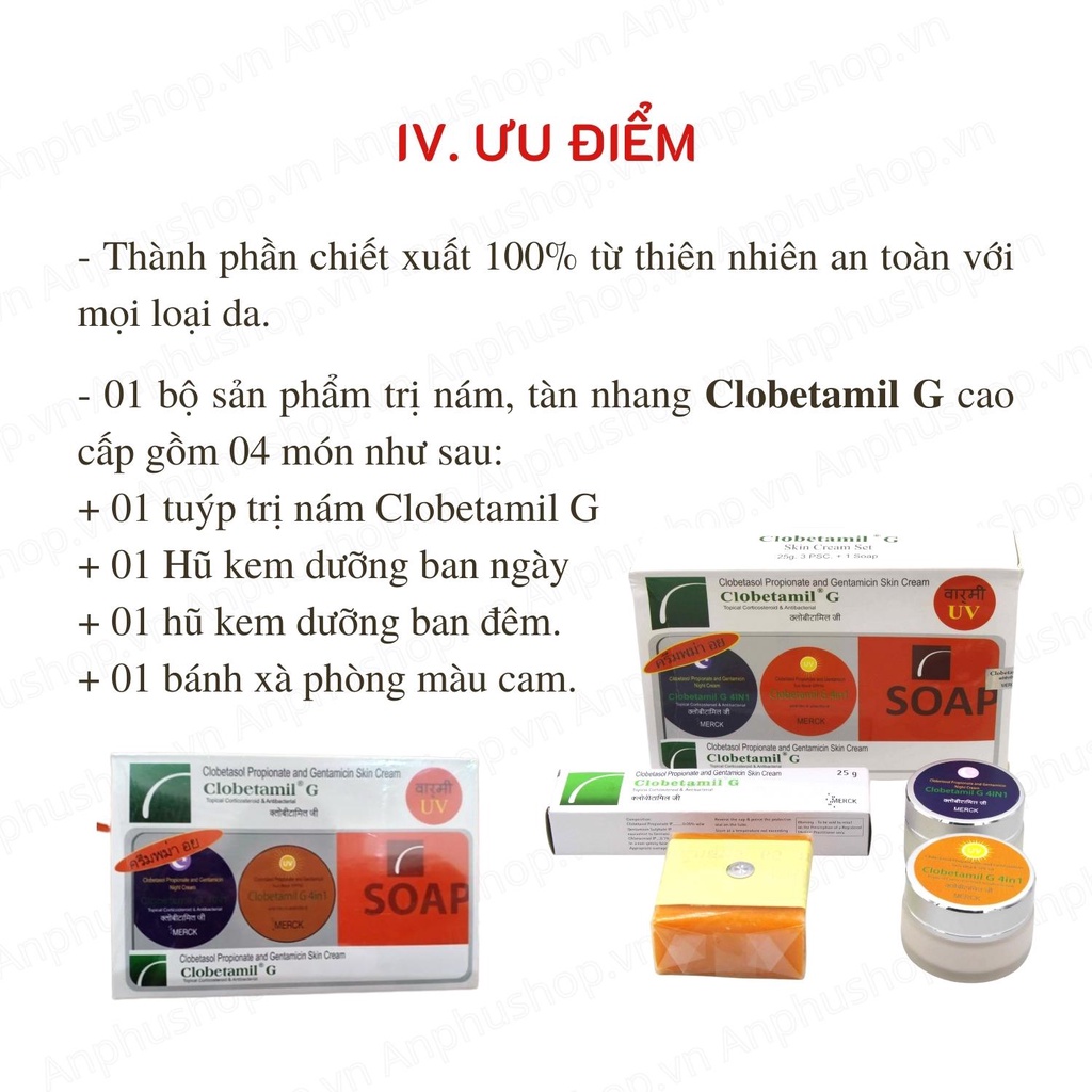 Bộ kem bôi nám tàn nhang cao cấp CLOBETAMIL G 4 In 1 Thái Lan.