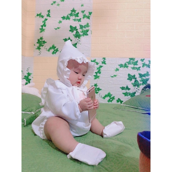 BODY TRẮNG KÈM MŨ GIÀY CHO BÉ