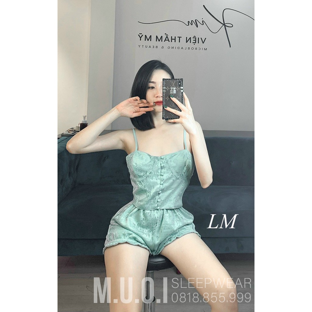 BD1-Bộ đồ ngủ hai dây ren mềm mại sexy gợi cảm mặc nhà MUỐI SLEEPWEAR QUẢNG CHÂU cao cấp - Hàng có sẵn(video+ảnh thật) | BigBuy360 - bigbuy360.vn