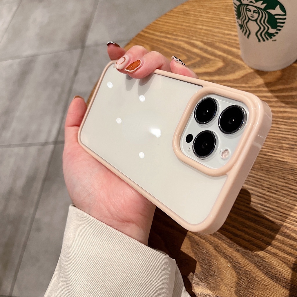 Ốp điện thoại silicon trong suốt viền vuông màu kẹo thích hợp cho iPhone 7+ 8 Plus SE 2020 X XS MAX XR 11 Pro