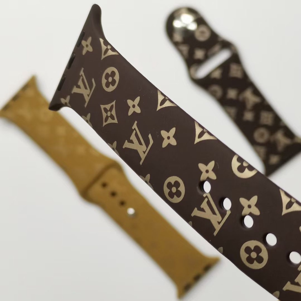 Dây Đồng Hồ Đeo Tay Silicon Mềm Họa Tiết LV 2022 Cho Apple iwatchS7 / 2 / 3 / 4 / 5 / 6 / Gen SE 38mm 40mm 41mm 42mm 44mm 45mm