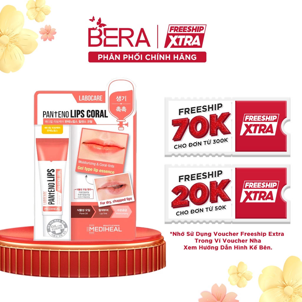 [MEDIEAL SON CAM] Son dưỡng môi ban đêm Mediheal Labocare Pantenolips Healssence Coral 10ml